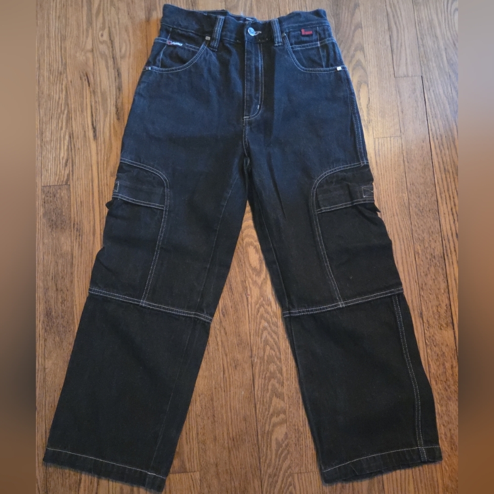 FUBU Y2K Boys Dark Carpenter Cargo Pants Heavy 14...